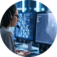 Woman on headset in a call center