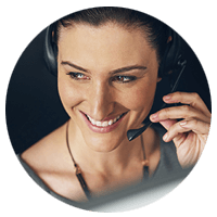 Woman with headset on