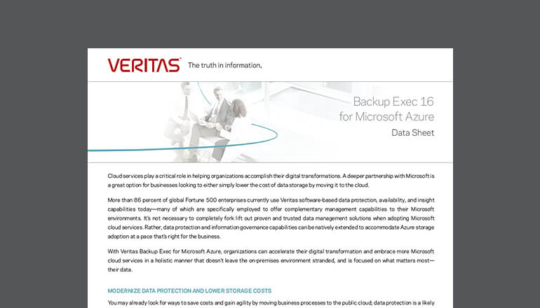 Article Backup Exec 16 for Microsoft Azure  Image
