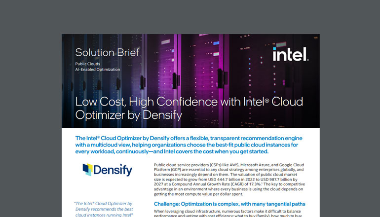 Article Low Cost, High Confidence with Intel Cloud Optimizer by Densify Image