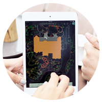 Person using AutoCAD software on a tablet via the mobile app