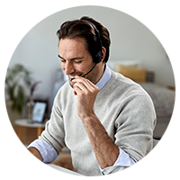 Man using a headset to support the customer