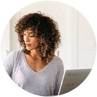 Woman working on a laptop