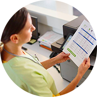 Nurse holding a printer file