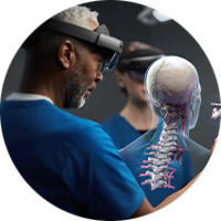 Healthcare worker using hololens 3D