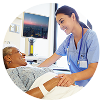 Nurse talking to patient