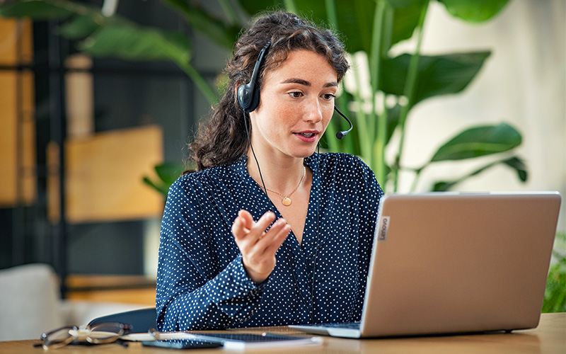 Woman having a online meeting