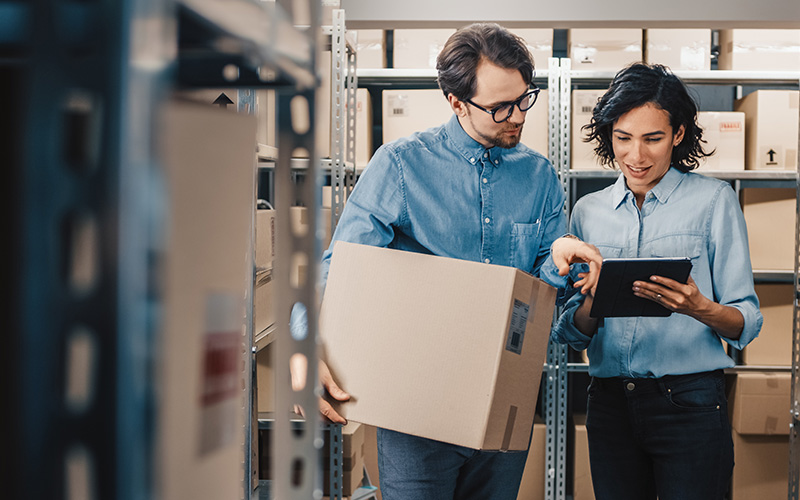 Employees on a stock room