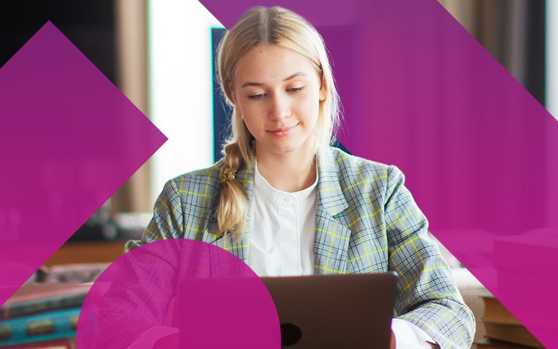 Woman working on laptop