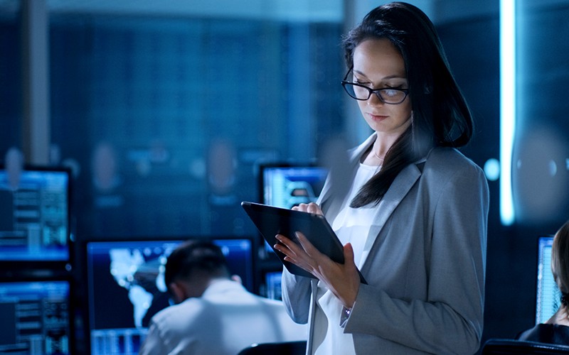 woman using tablet computer