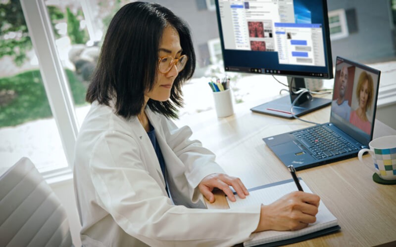 Doctor monitoring the patient at video call