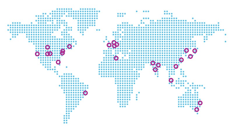 Illustration of map of earth showing all seven continents