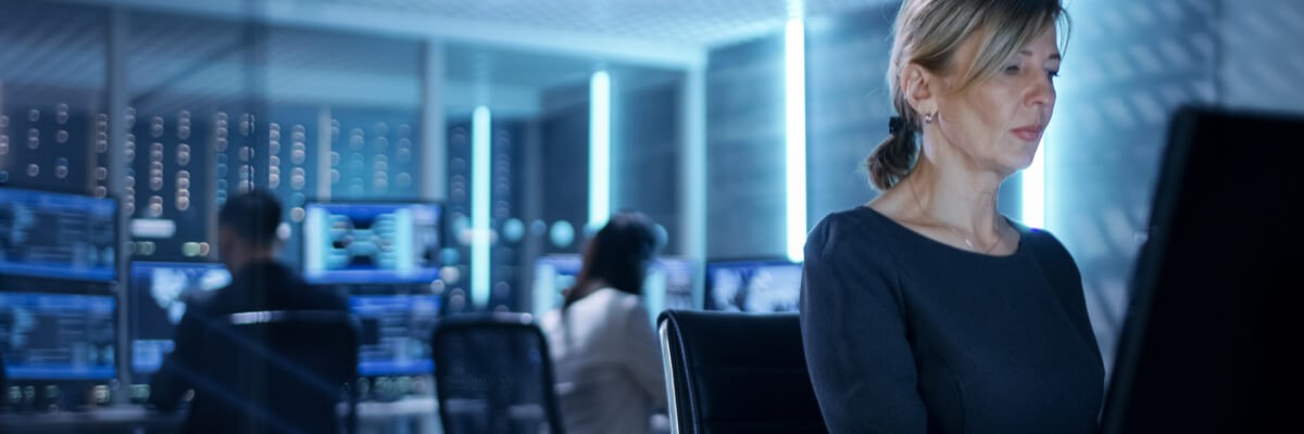 Female government employee working on a computer