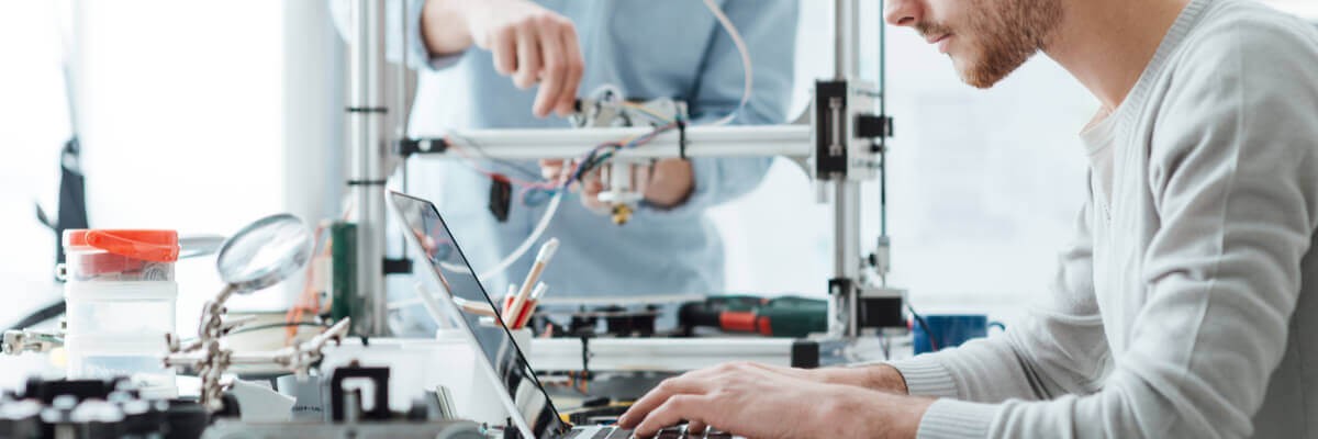 An engineering personnel watch in monitors work of the equipment.