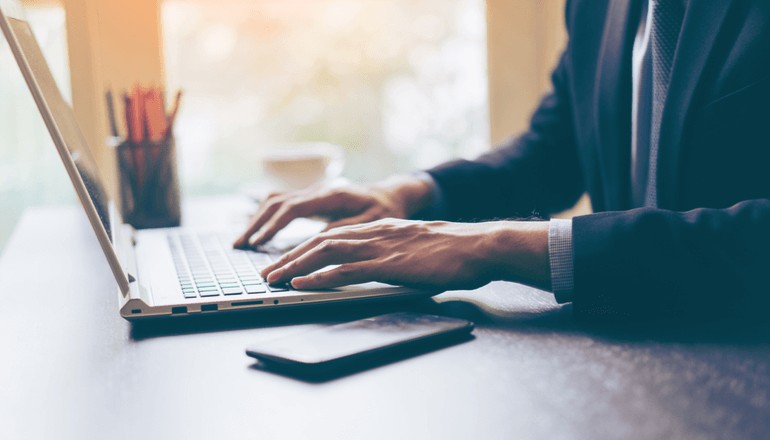 Businessman on laptop computer