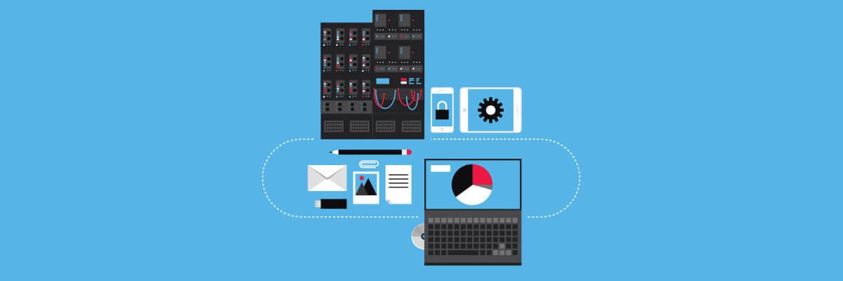 Illustration concept of cloud computing communication technology, web hosting for business networking, server connection and data access for mobile and computer devices