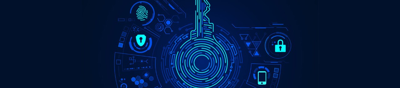 Illustration of key created out of data binary code