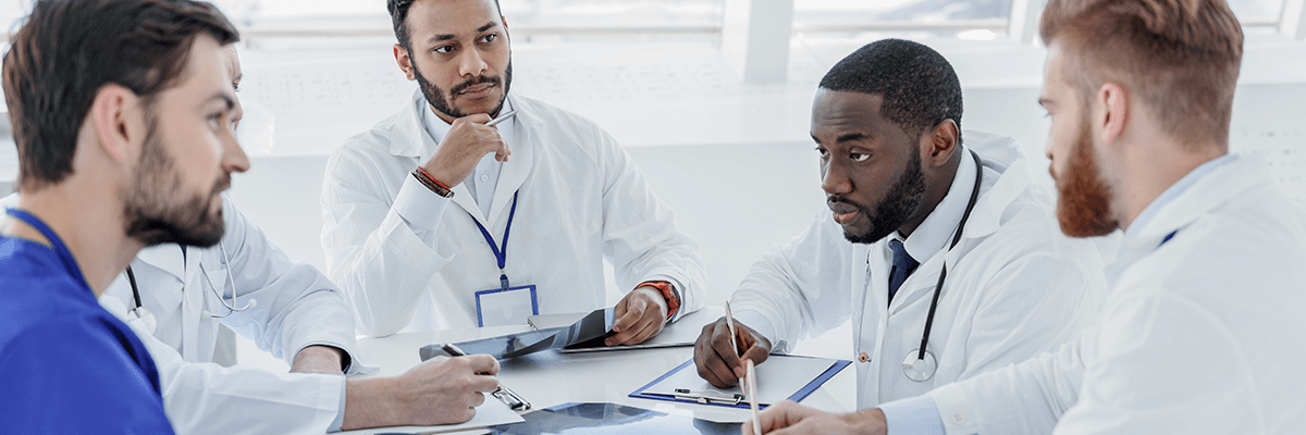 Group of doctors talking together