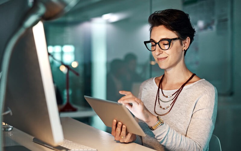 Woman on tablet