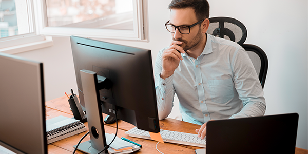 Businessman on desktop