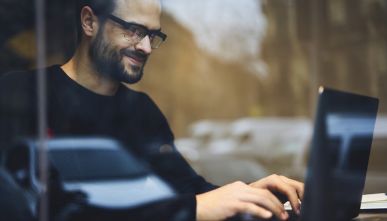 Man working on laptop