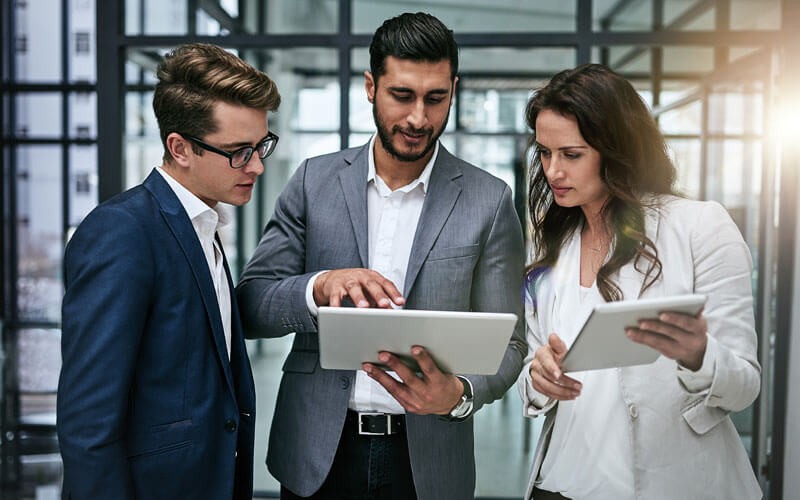 Users looking at devices