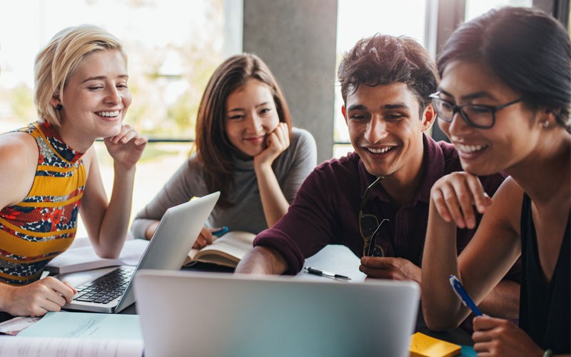 Students using laptop