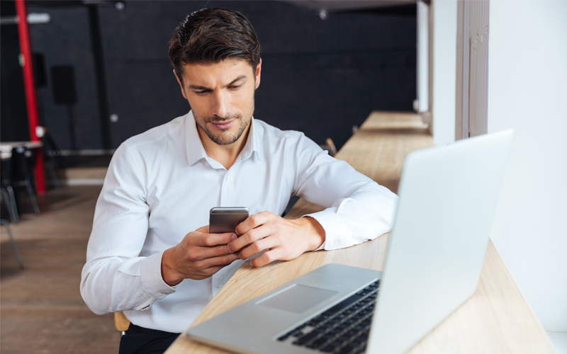 Man looking at phone