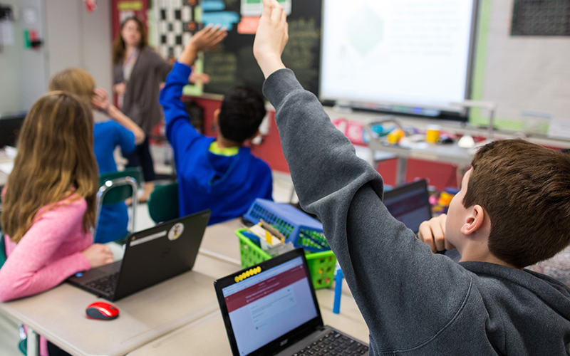 Kids learning from the classroom 