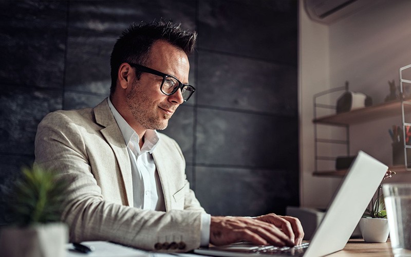 Man working using a laptop