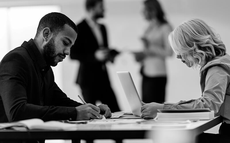 Two colleagues working together