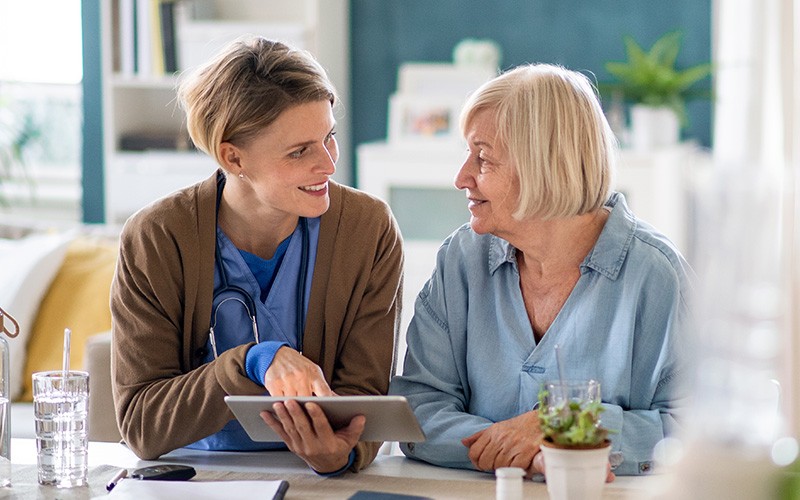 Doctor talking to patient