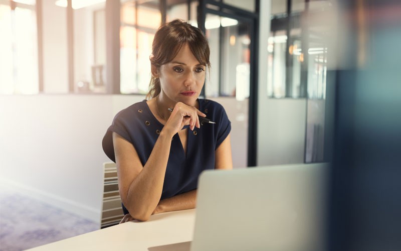 Woman working on laptop