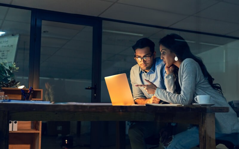 Teammates working together at the office