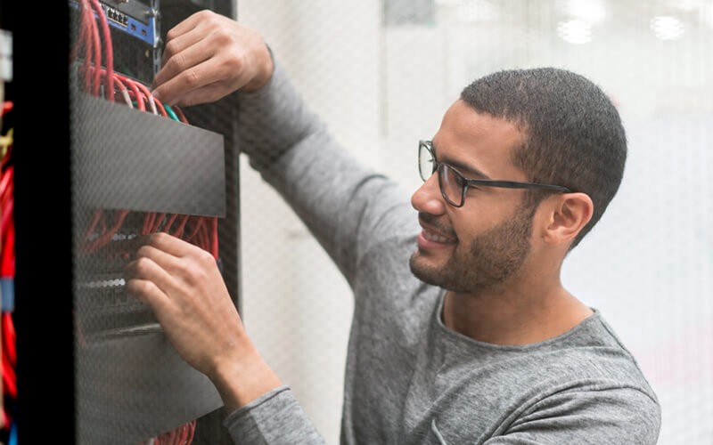 IT engineer working in data center 